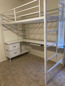 Twin loft bed with LED