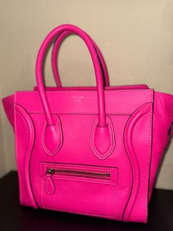 Authentic Celine Pink Micro Luggage Tote Top Handle Small Phantom