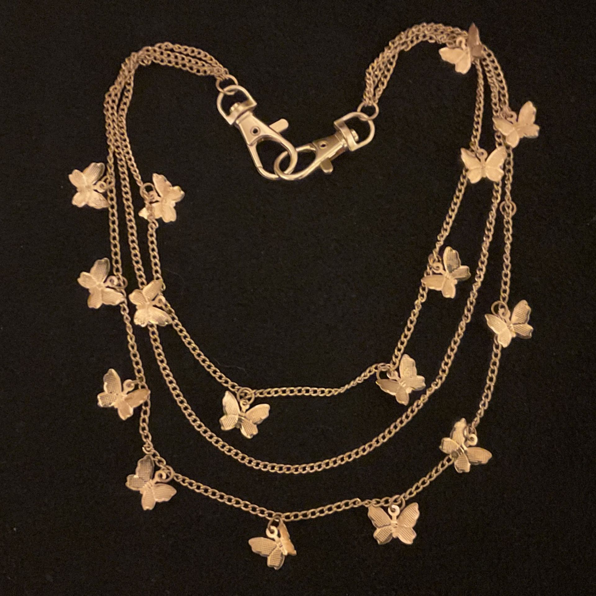 18” Goldtone Multi Strand Butterfly Necklace
