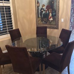 Glass Top Table With 6 Chairs