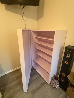 Baby pink wood shoe box