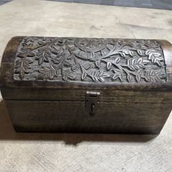 Carved Wooden Box with Latch—$10