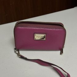 Michael Kors Large Pink Faux Leather Wristlet Wallet 