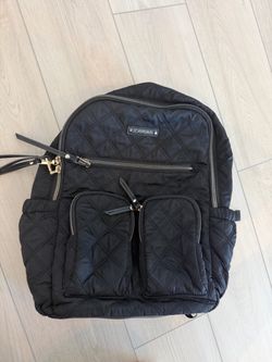 Joan & David Black Quilted Nylon Backpack