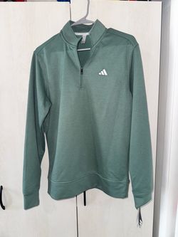 adidas Men's Go-To 1/4 Zip Mock Neck Pullover Long Sleeve Green S