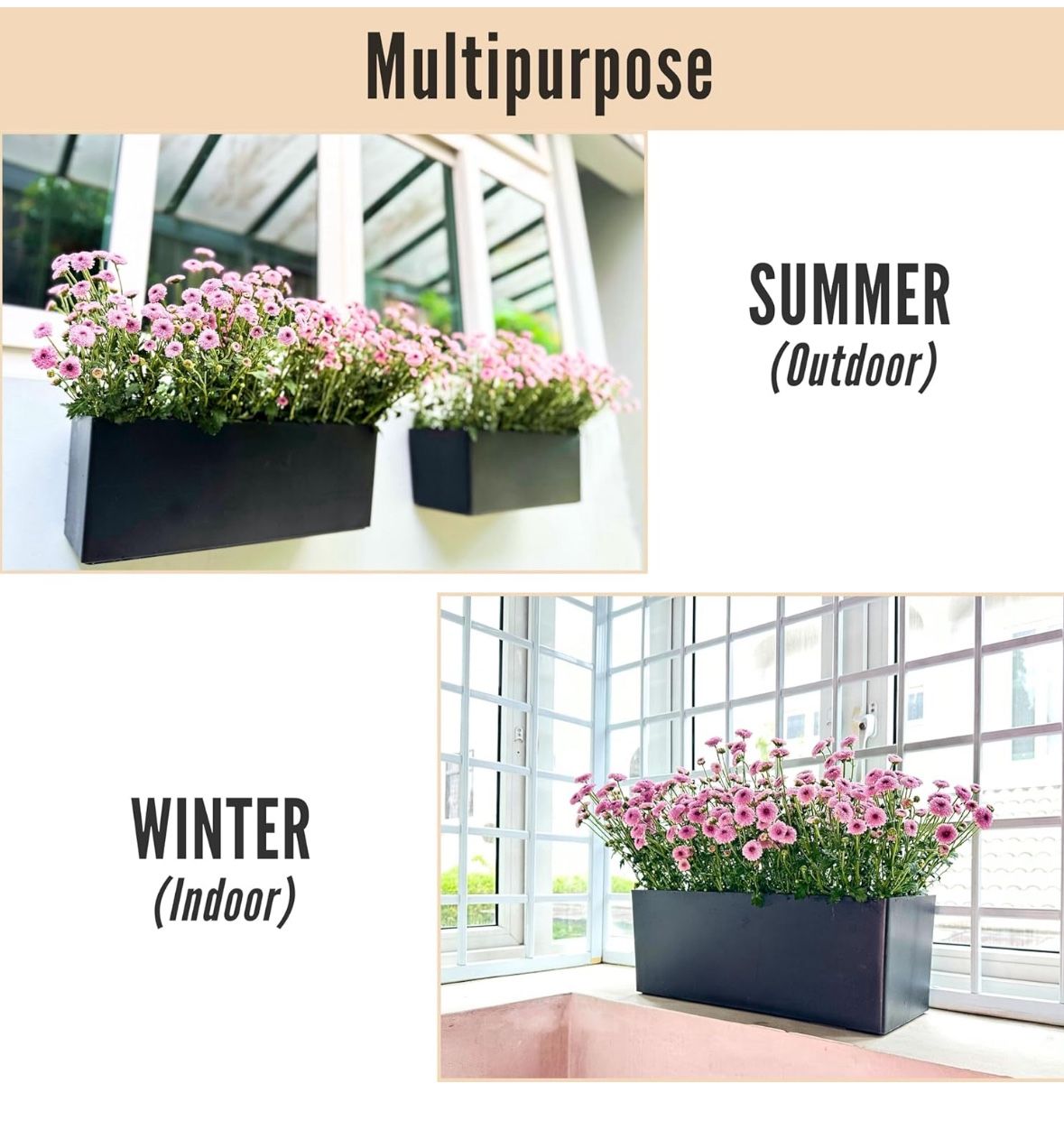 Wall Planters for Outdoor/indoor  (2 Pack)Black Self Watering System HanPot