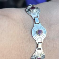 Silver Bracelet With Lepidolite