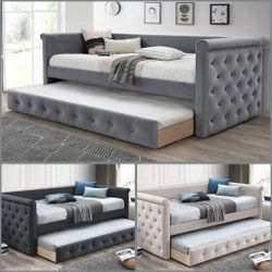 Twin twin grey daybed with ortho mattress included