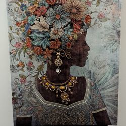 Bejeweled Floral Canvas Painting Picture 