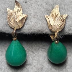 Vintage Gold Plated Clip Drop Earrings 
