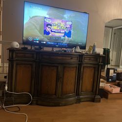 European Retro Solid Wood TV Stand & China Cabinet Set