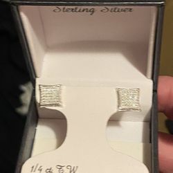 1/3 Cttw White Good over Sterling Silver Diamond Earrings. 