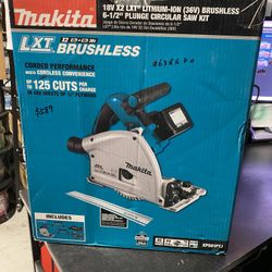 Makita 18V X2 LXT Lithium-Ion (36V) Brushless Cordless 6-1/2 in. Plunge Circular Saw w/ (2) Batteries 5.0Ah, 55T Blade