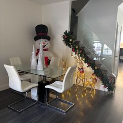 White  Leather Dining Room Set