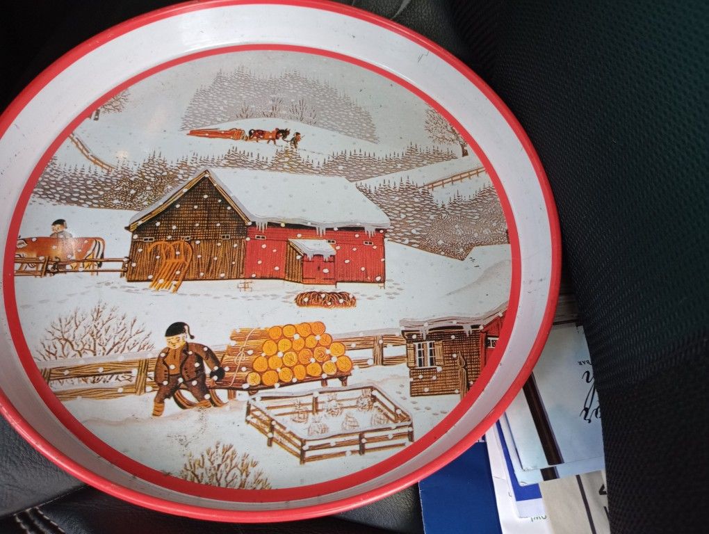 Country Scene Metal Tray