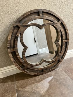 Wood Decorative Mirror With Design 