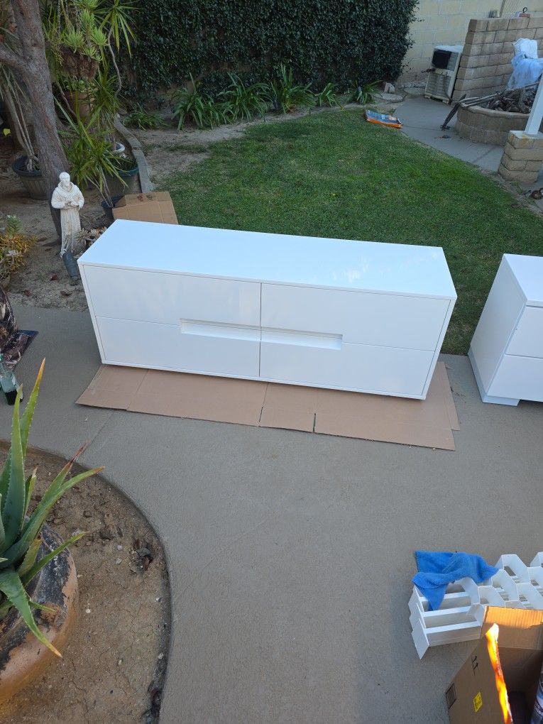 CB2 Latitude low dresser in a hi-gloss white (OBO) (60"W x 17"D x 22.5"H)