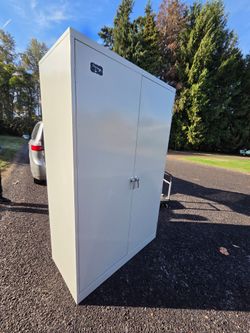 Two Large Heavy-Duty Metal Storage Cabinet