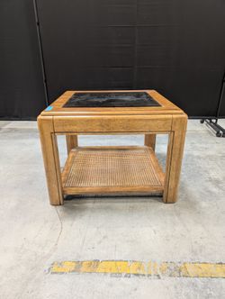 Vintage Style Wood and Glass Square Accent Table