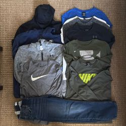 11 Pc Boys Clothing Youth XL - 3 Hoodies 7 Long Sleeves 1 Pair Of Jeans Activewear Dry-fit