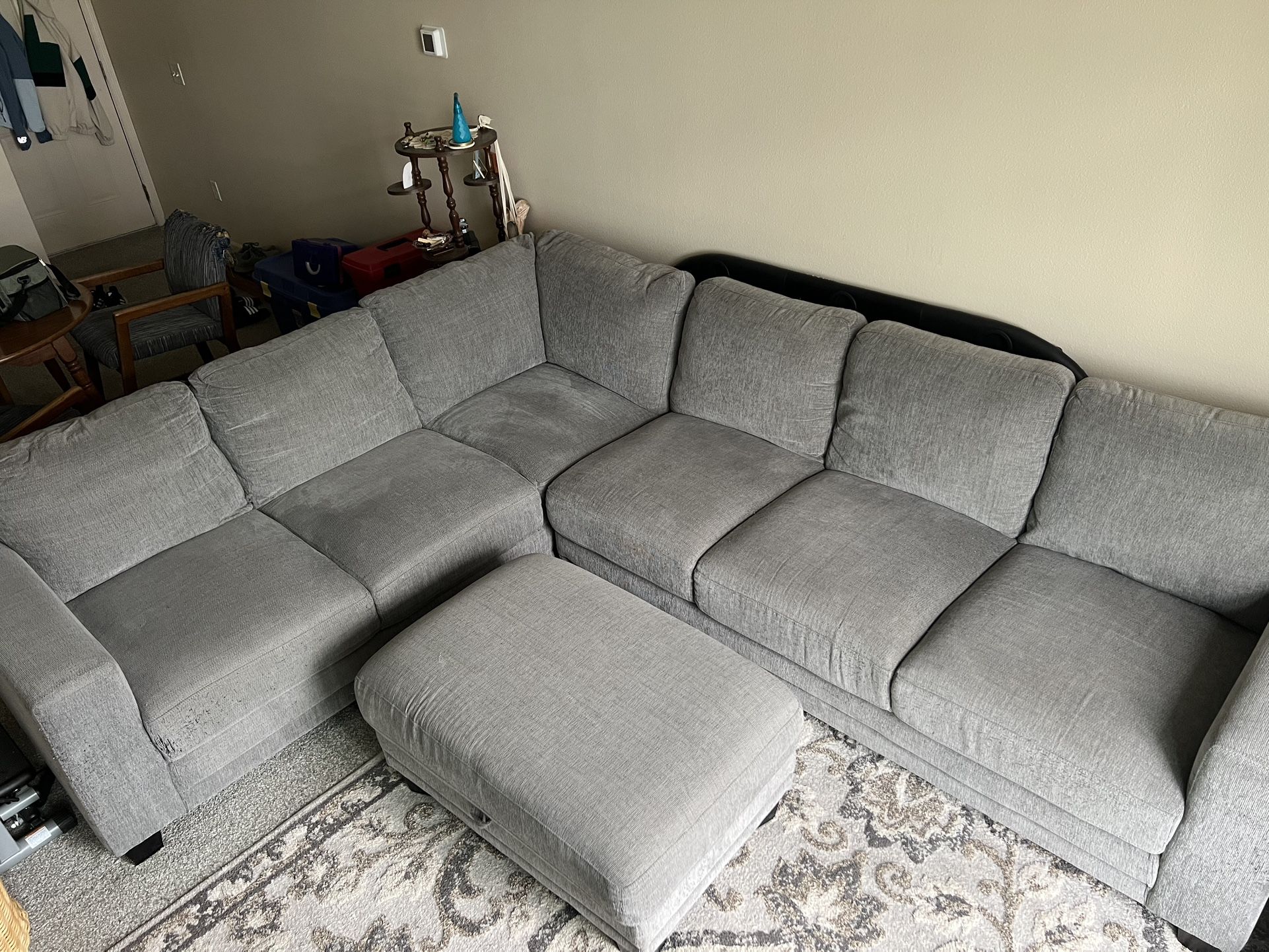 Grey Sectional with Ottoman