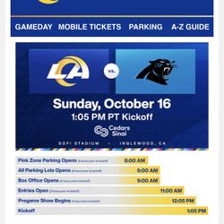 Rams V Carolina Panthers TWO TICKETS ORICE OF ONE!