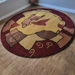 8' Round Area Rug Hand Tufted Wool