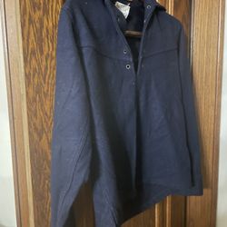 Vtg Small Wool Pullover Shirt 14-14.5. Rawhide Lacer By Campus. Navy Blue