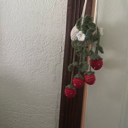 Handmade Crochet Hanging Car Decoration : Strawberries 