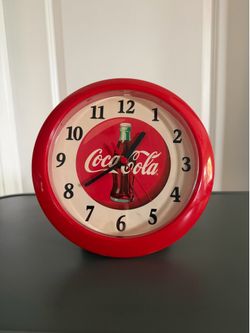 Vintage Coca-Cola Wall Clock Red Coke Bottle Logo Battery Operated Works