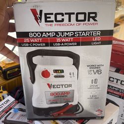 Like New Vector 800A Portable Car Jump Starter w/ USB & LED