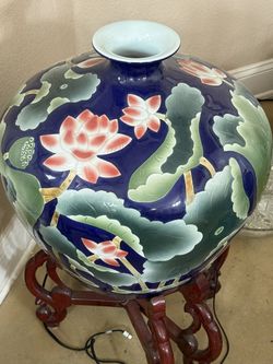 Large  Vintage Chinese Lotus Vase