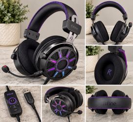 FIFINE H19 Open-Back USB Gaming Headset Boom Mic Detachable Cable Black w/RGB