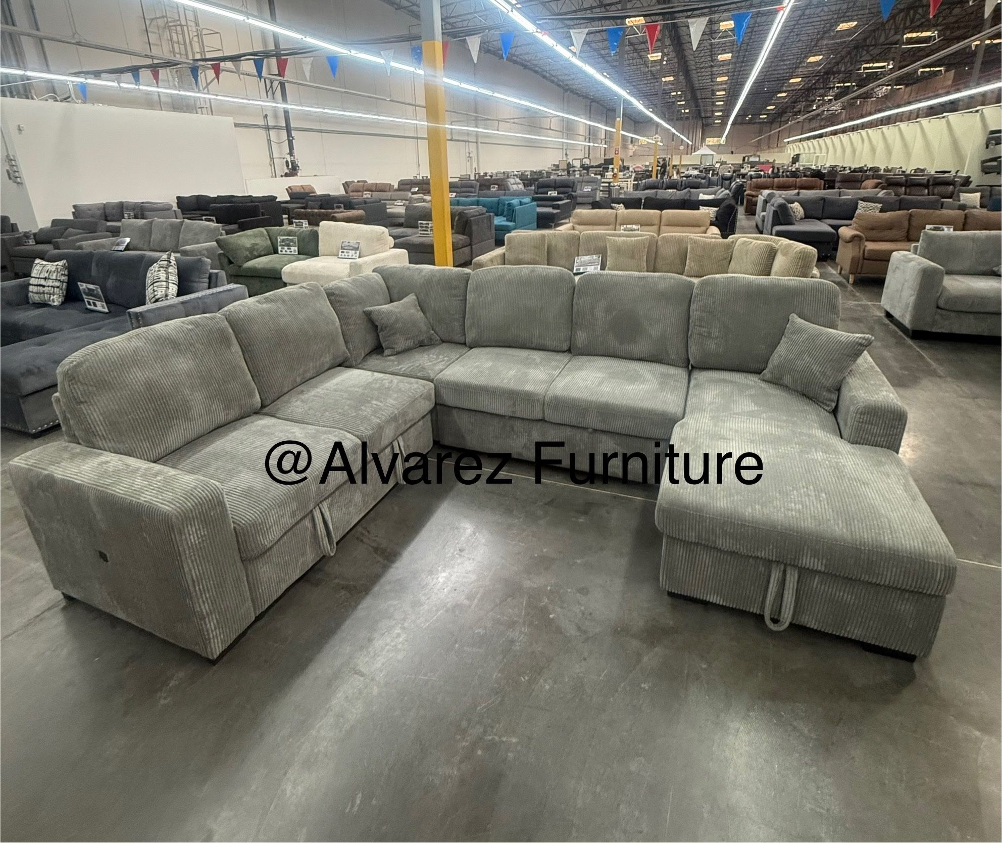 Corduroy Sectional Sleeper Sofa With Storage