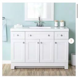 Everdean 49 in. Single Sink White Freestanding Bath Vanity with White Cultured Marble Top (Assembled)