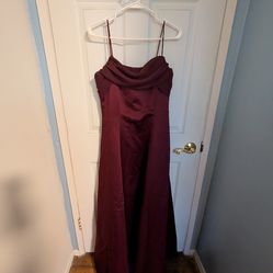 Vintage Michaelangelo Wine Satin Formal Gown, Size 6