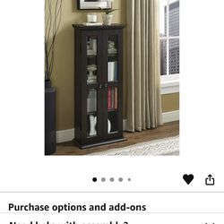 *FULLY ASSEMBLED* ESPRESSO WOODEN CURIO GLASS DISPLAY/ BOOKCASE CASE FROM AMAZON