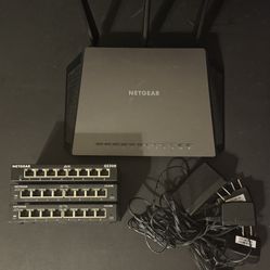 NETGEAR Nighthawk R7000 Router and (3x) NETGEAR Network Switches Bundle