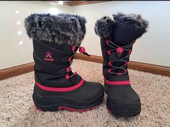 Kamik Toddler Girl Calf High Boots Sz 10 Pink and Black