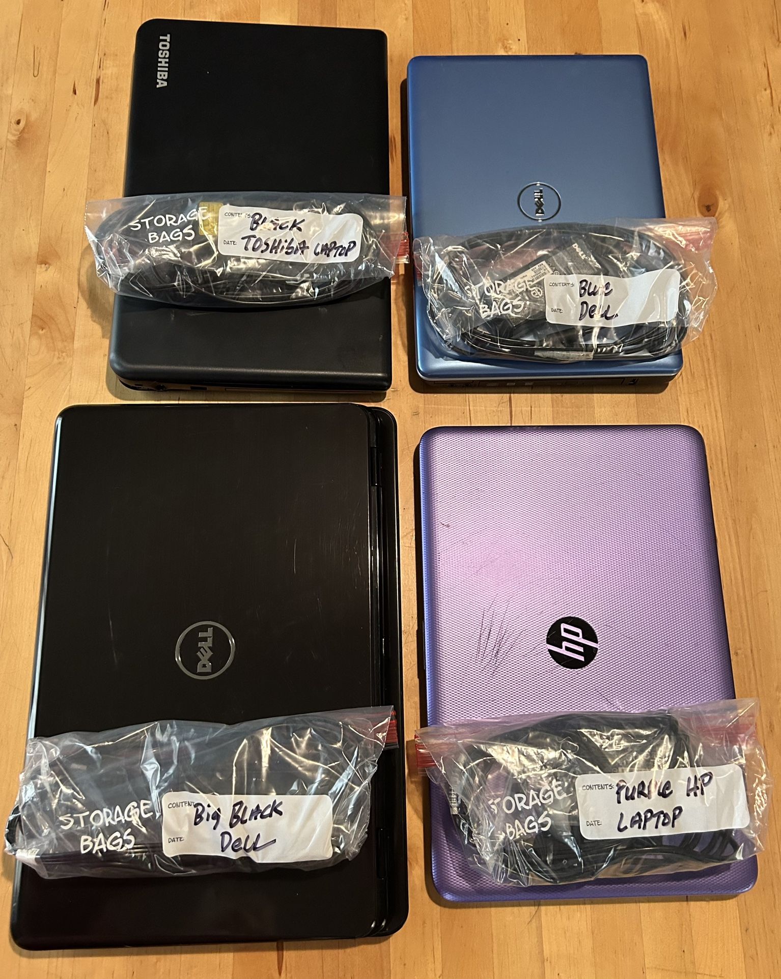 4 Laptops Lot, As Is; All Working, and Factory Reset