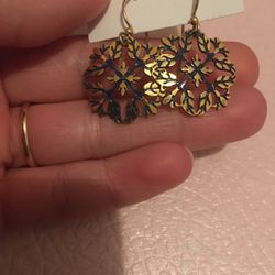 Gold And Blue Earrings