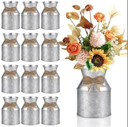 Galvanized farmhouse metal flower vases (12 pack)