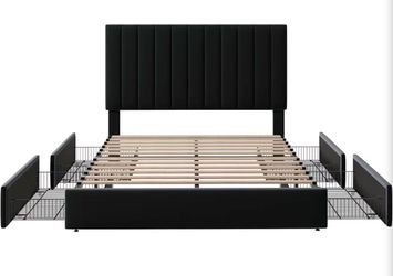 Queen size bed frame with storage