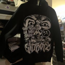 SAD BOYZ Black and White Graphic Hoodie.