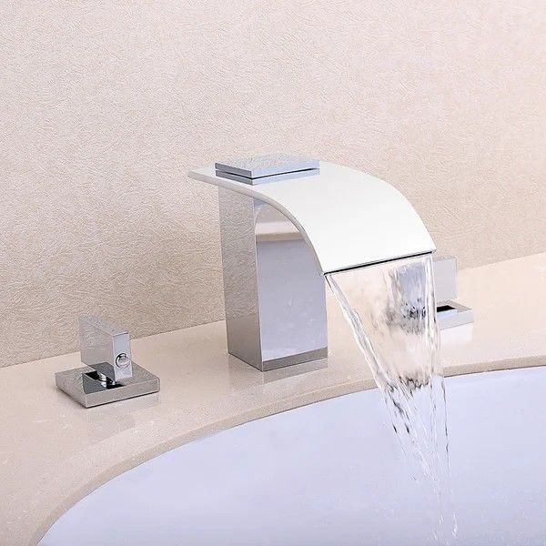Milly Modern 2-Handle Deck Mounted Waterfall Widespread Bathroom Sink Faucet
