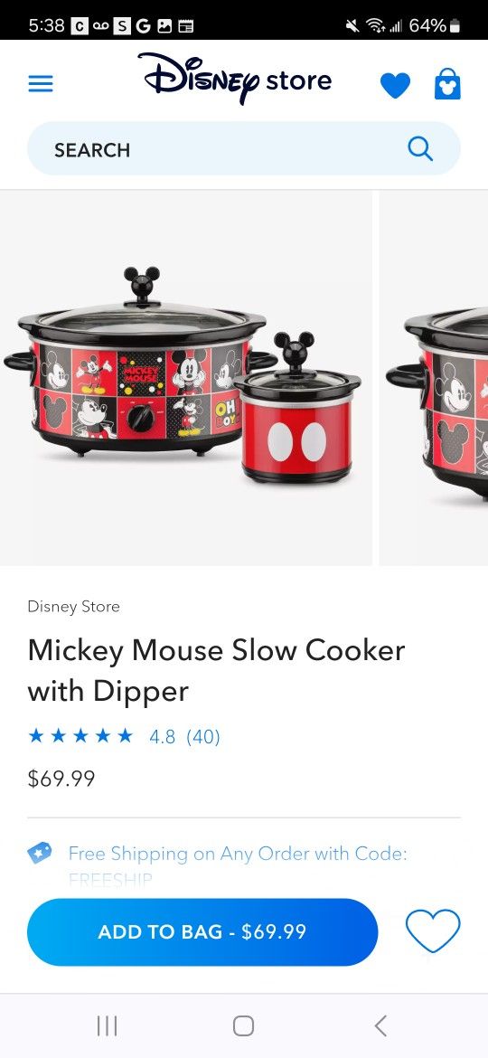 Disney Mickey Mouse Slow Cooker with Dipper
