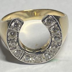 14Kt Gold Diamond Horseshoe Ring 1.00 Carat Size11.5