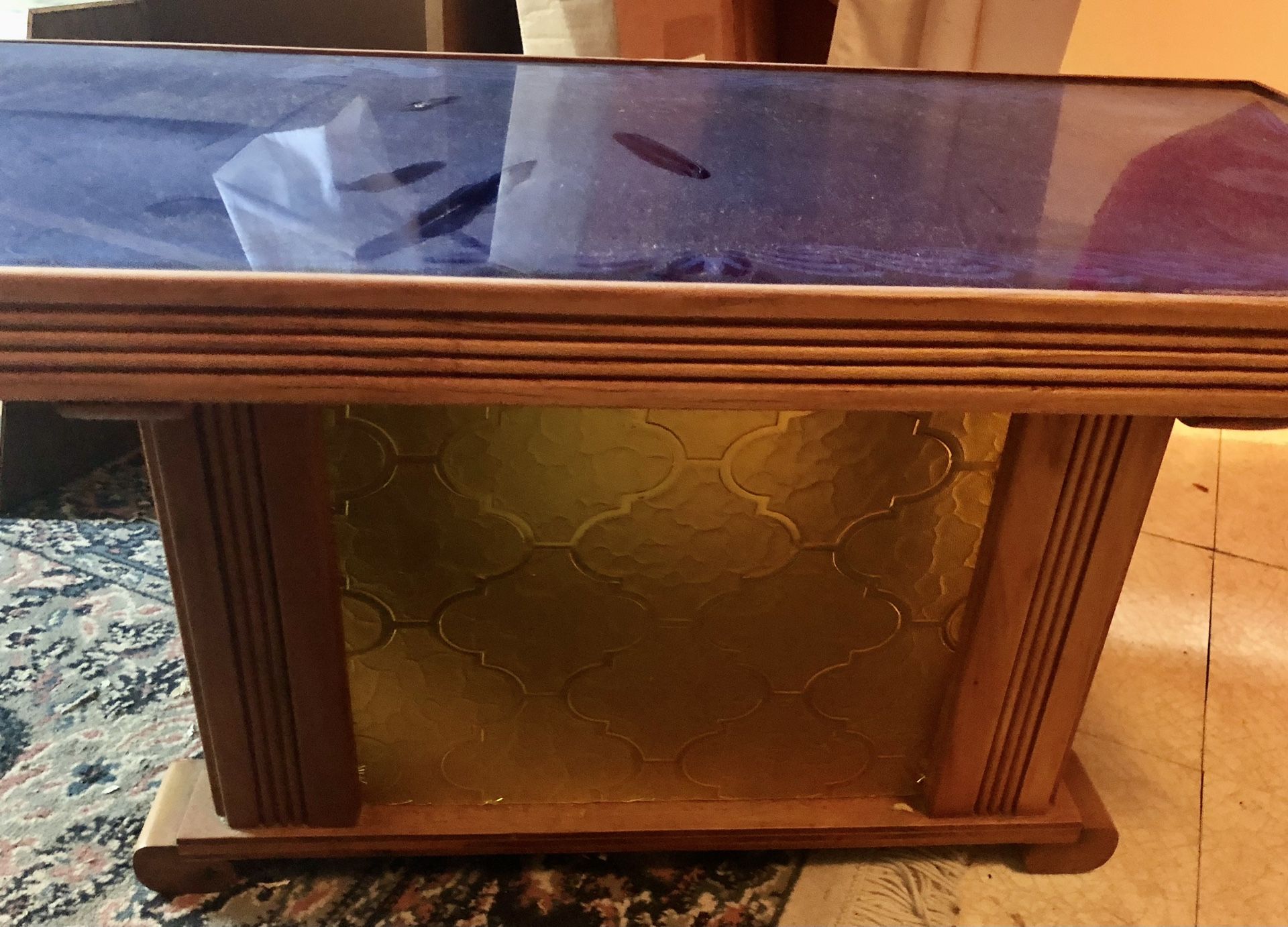 Vintage Blue Cobalt Mirrored Coffee Table