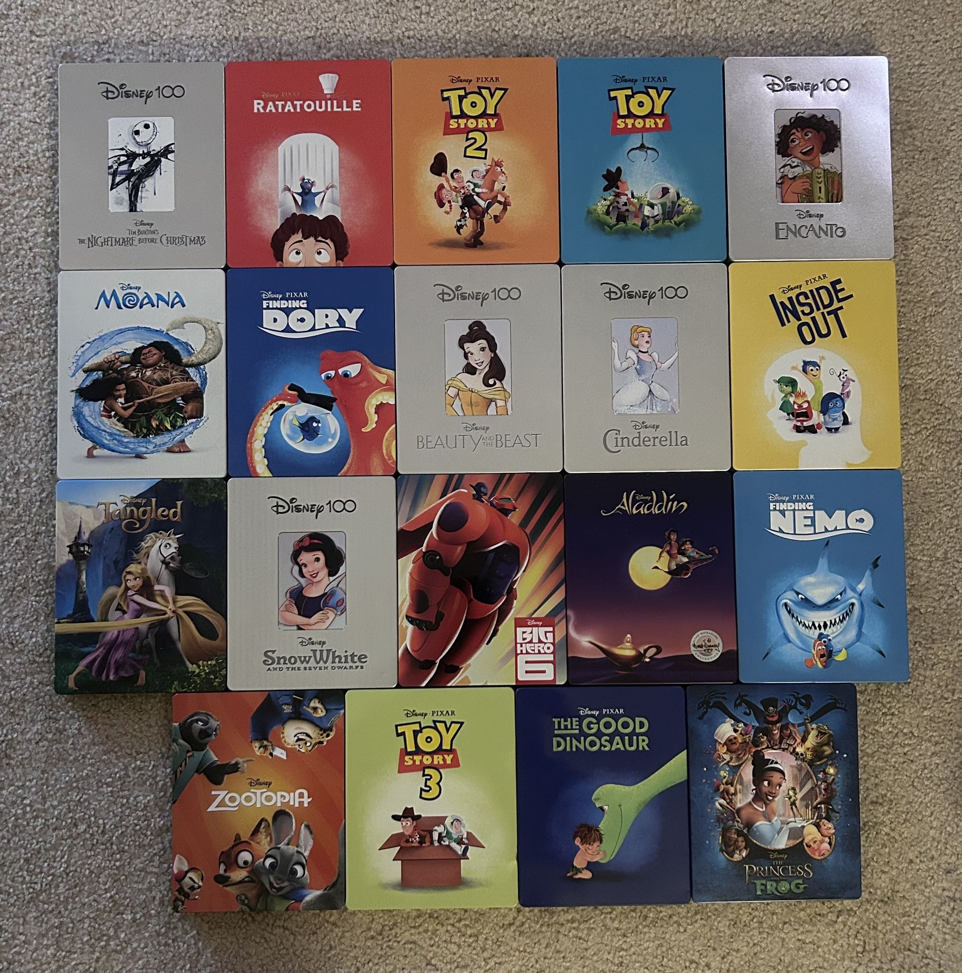 Disney Steelbooks 4K/Blu-ray movies Toy Story, Aladdin, Zootopia, Finding Nemo Cinderella Inside Out