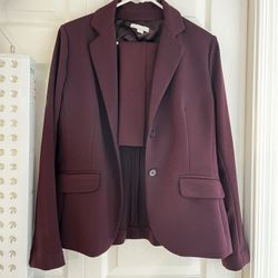 Wine Formal Skirt And Jacket Set 